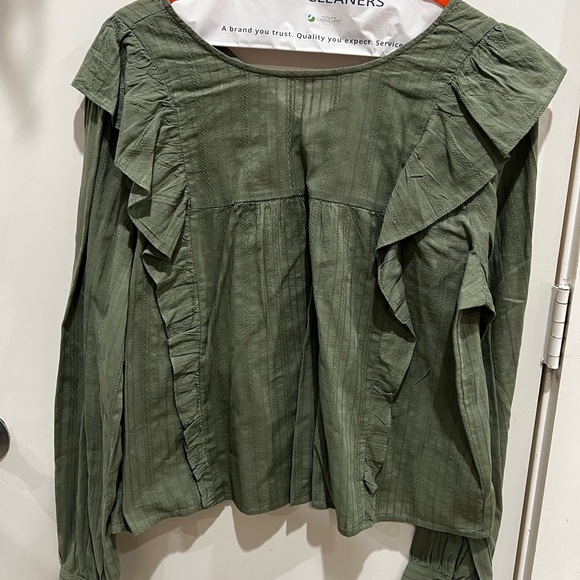 Loft Olive Green Ruffle Top - Picture 3 of 4
